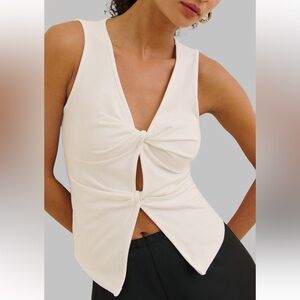 Reformation tefi Cream Twist Front Tank Top